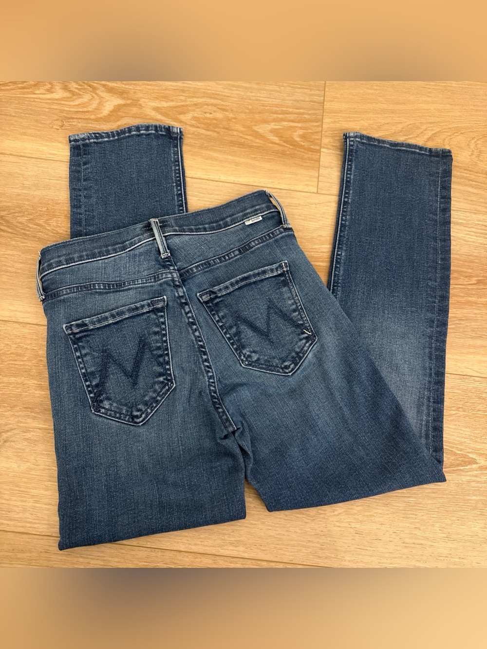 MOTHER LiL' Mid Rise Dazzler Ankle Straight Leg Nothing Between Us Blue Jeans 23